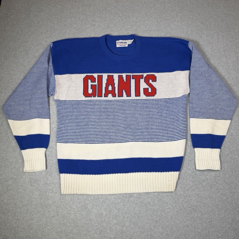 Vintage 1980s Cliff Engle Pro Line New York Giants Knit Crewneck Sweater Mens XL